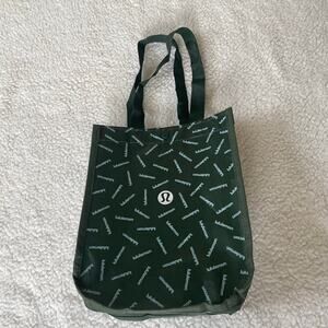 Lululemon Small Green Reusable Logo Tote Bag Eco Shopper Gym Travel